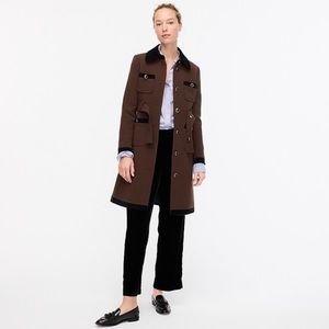 NWT J.Crew Velvet Trimmed Lady Coat Double Cloth Wool SZ 2